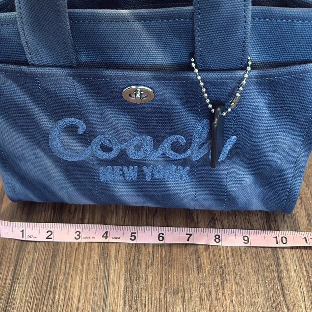 Coach Navy Blue Canvas Tote with Embroidered Logo